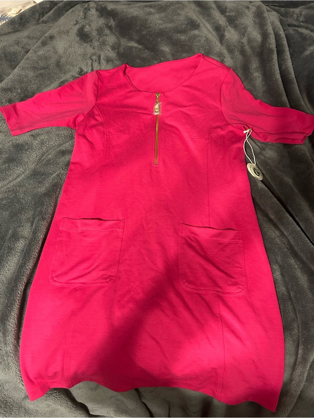 Spartina Bright Pink Zip-Front Pocket  Dress NWT
